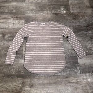 Philosophy Cashmere Striped Sweater Womens XS Taupe Cream Crew Neck